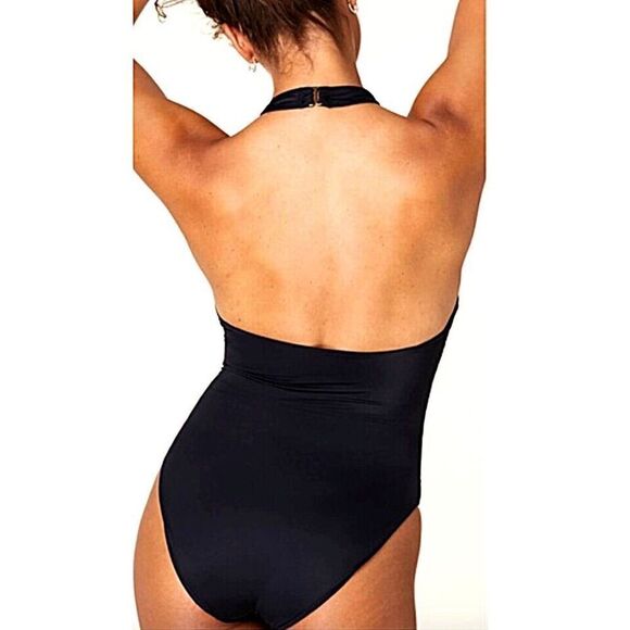 Andie Swim Large Black The Luzon One Piece Halter Neck Swimsuit Beach Pool - Picture 2 of 6